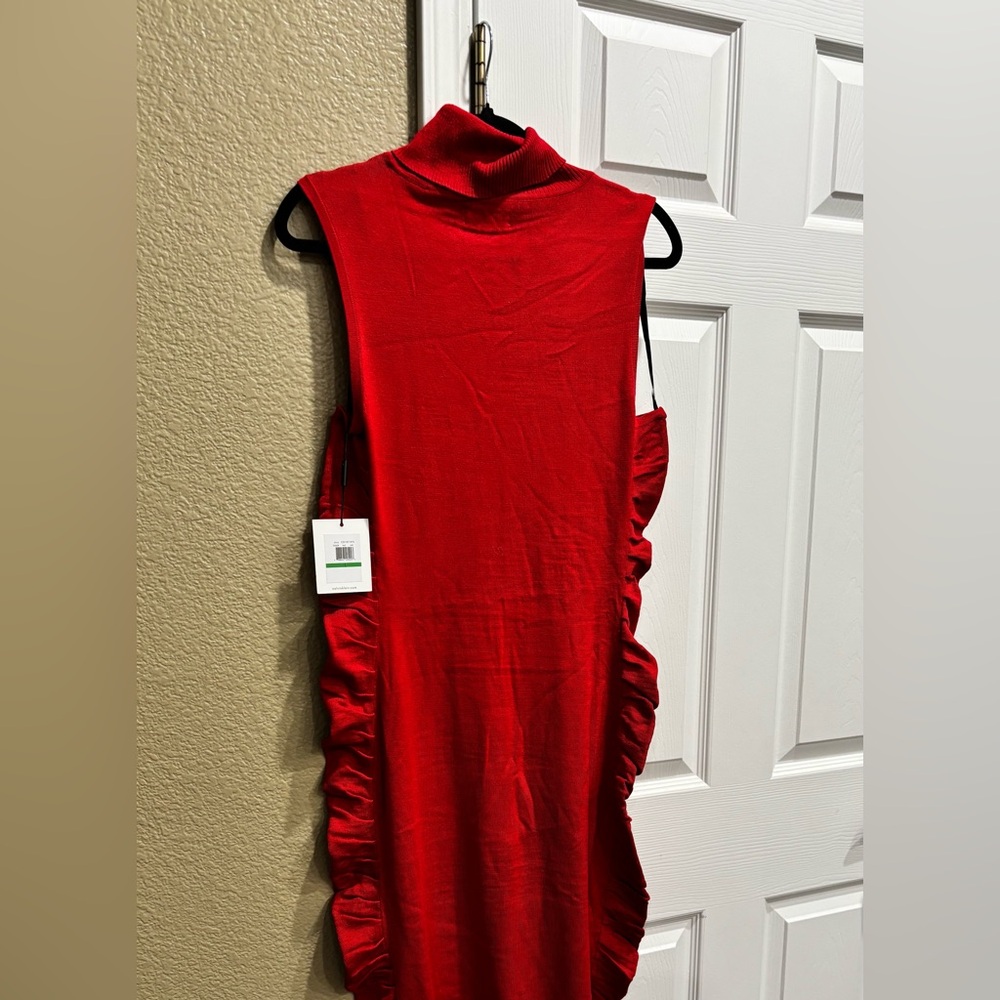 New Calvin Klein Sleeveless Ruched
Sweater Red Dress - Size L - Picture 7 of 8